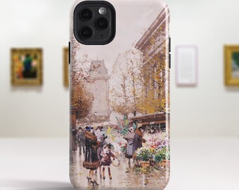 Eugene Galien-Laloue "Flower Market"  Fine Art iPhone 14 Pro Max case iPhone 13 case iPhone 15 Pro case iPhone SE Protective case. PC-EGA-02