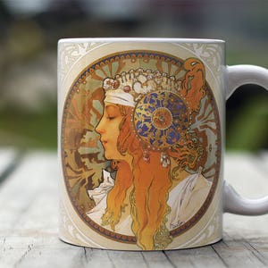 Alfons Mucha, "Byzantine Head". 11 oz Ceramic Coffee Mug.