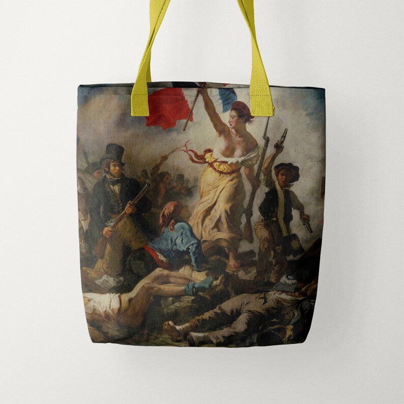 Delacroix Liberty Leading the People Tote Bag with Painting Aesthetic Tote Bag for Everyday