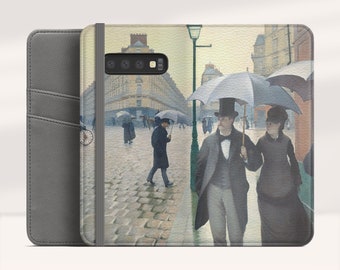 Caillebotte "Paris Street" Samsung Galaxy S10 Plus Wallet case Galaxy S9 Plus Galaxy S11 Wallet Flip case for Samsung & iPhone. WC-GCA-01