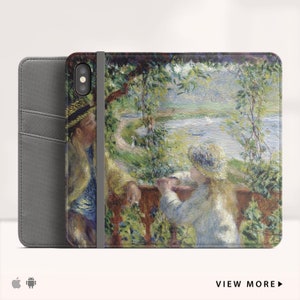 Renoir &quot;By the Water&quot; iPhone 15 Pro Max Wallet case iPhone XR iPhone X Wallet Phone case Flip case for iPhone & Samsung. Wc-PAR-03