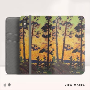 Tom Thomson Pine Trees at Sunset iPhone X folio case Samsung Galaxy S8 folio case iPhone 8 folio Phone case for iPhone, Samsung. WC-TTH-01 image 1