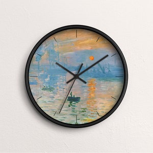 Claude Monet "Impression Sunrise" Wall Clock Fine Art Clock Black Wooden Frame CL-CMO-06