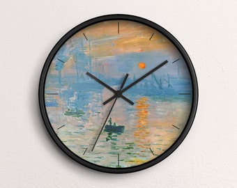 Claude Monet "Impression Sunrise" Wall Clock Fine Art Clock Black Wooden Frame CL-CMO-06