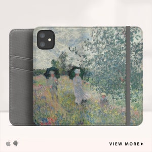 Claude Monet "Taking a Walk near Argenteuil" iPhone 14 Pro Max wallet case iPhone Xs Max flip case iPhone Xr folio case. WC-CMO-14