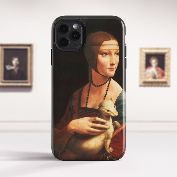 Leonardo Da Vinci "Lady with an Ermine" Fine Art iPhone 14 Pro Max case iPhone 12 Pro case iPhone 15 case iPhone SE 2 Hard cover. PC-LDV-01