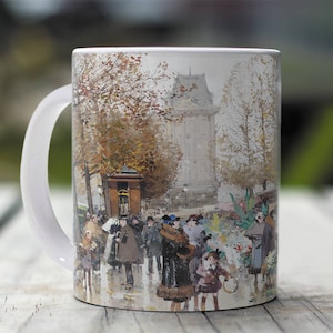 Eugene Galien-Laloue &quot;Le Marché aux Fleurs&quot;. 11 oz Ceramic Coffee Mug.