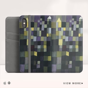Paul Klee &quot;Architecture&quot; iPhone 15 Pro Max Wallet case iPhone XR iPhone X Wallet Phone case Flip case for iPhone & Samsung. Wc-PKL-02