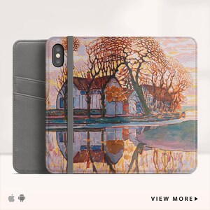 Piet Mondrian "Granja cerca de Duivendrecht" Funda tipo billetera para iPhone XS Funda tipo billetera para iPhone X iPhone 11+ Funda tipo billetera para iPhone y Samsung. Wc-PMO-02
