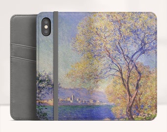 Monet "Antibes Seen from Salis..." iPhone X folio case Samsung Galaxy S8 folio case iPhone 8 folio Phone case for iPhone, Samsung. WC-CMO-01