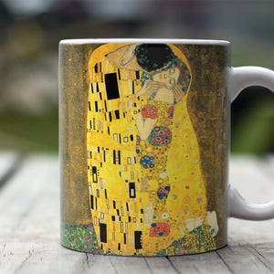 Gustav Klimt, "The Kiss". 11 oz Ceramic Coffee Mug.