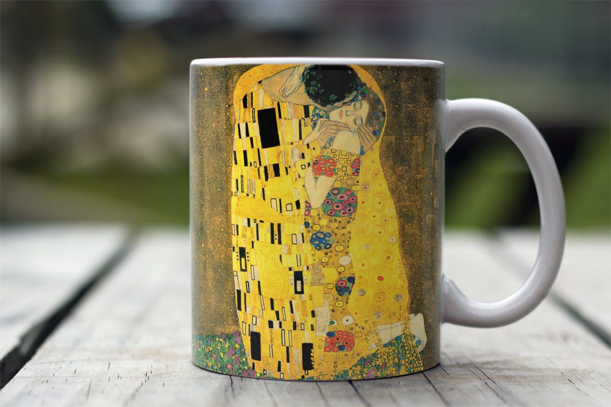 Tasse à thé Klimt le baiser avec infuseur et couvercle