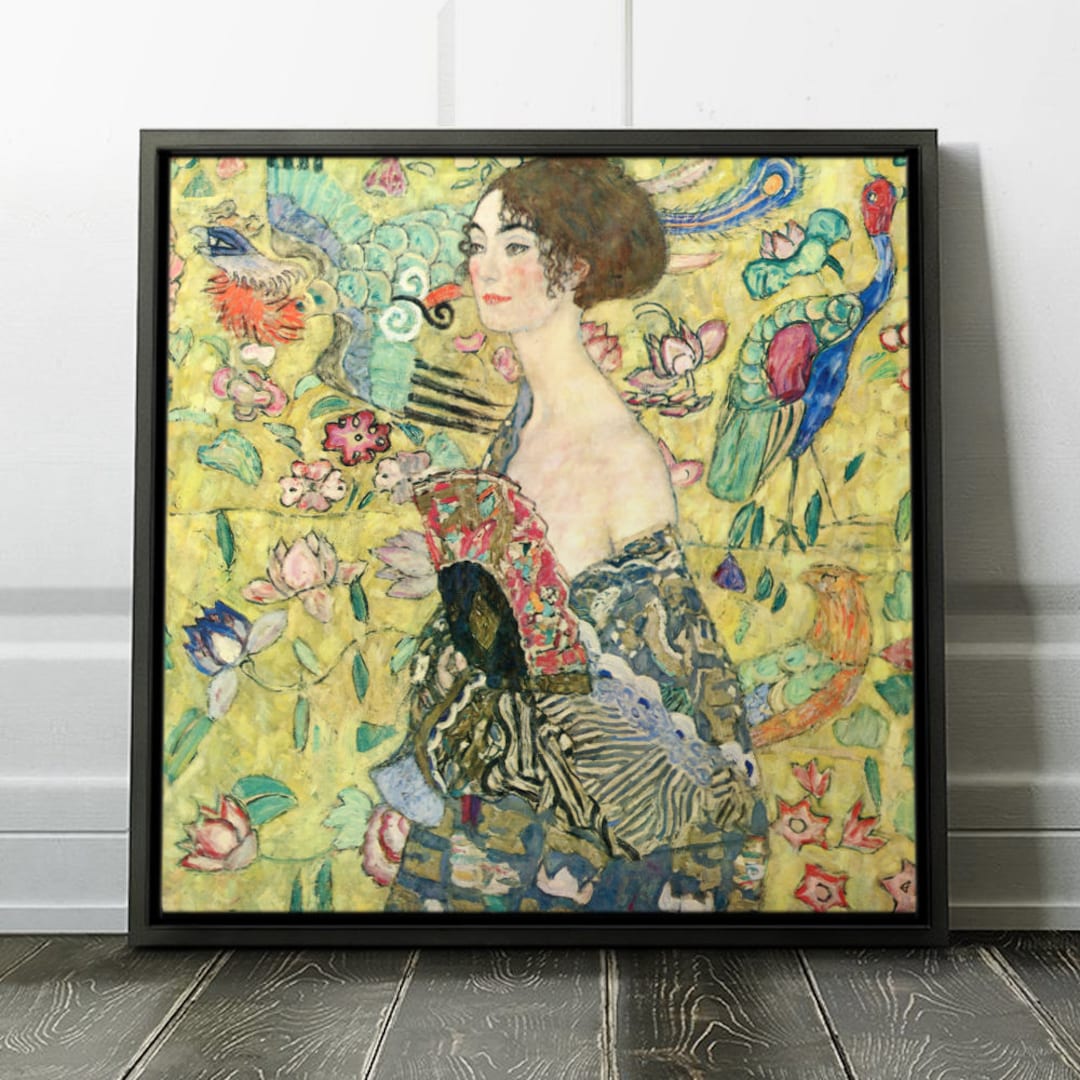 Gustav Klimt "woman With a Fan" Framed Canvas Art Print Wall Décor Fine ...