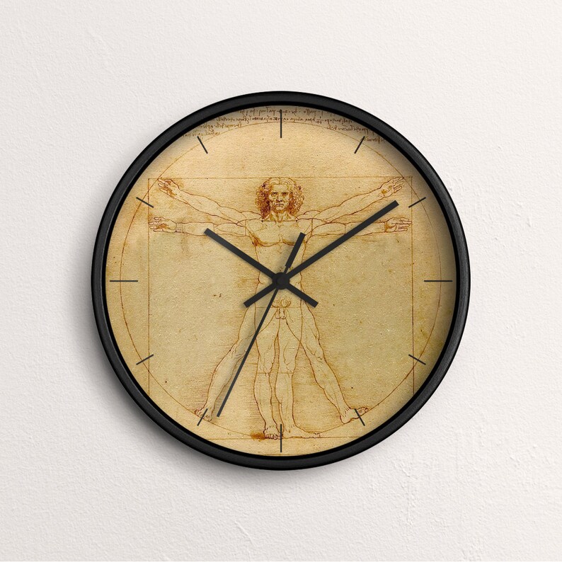 Da Vinci the Vitruvian Man Wall Clock Fine Art Etsy