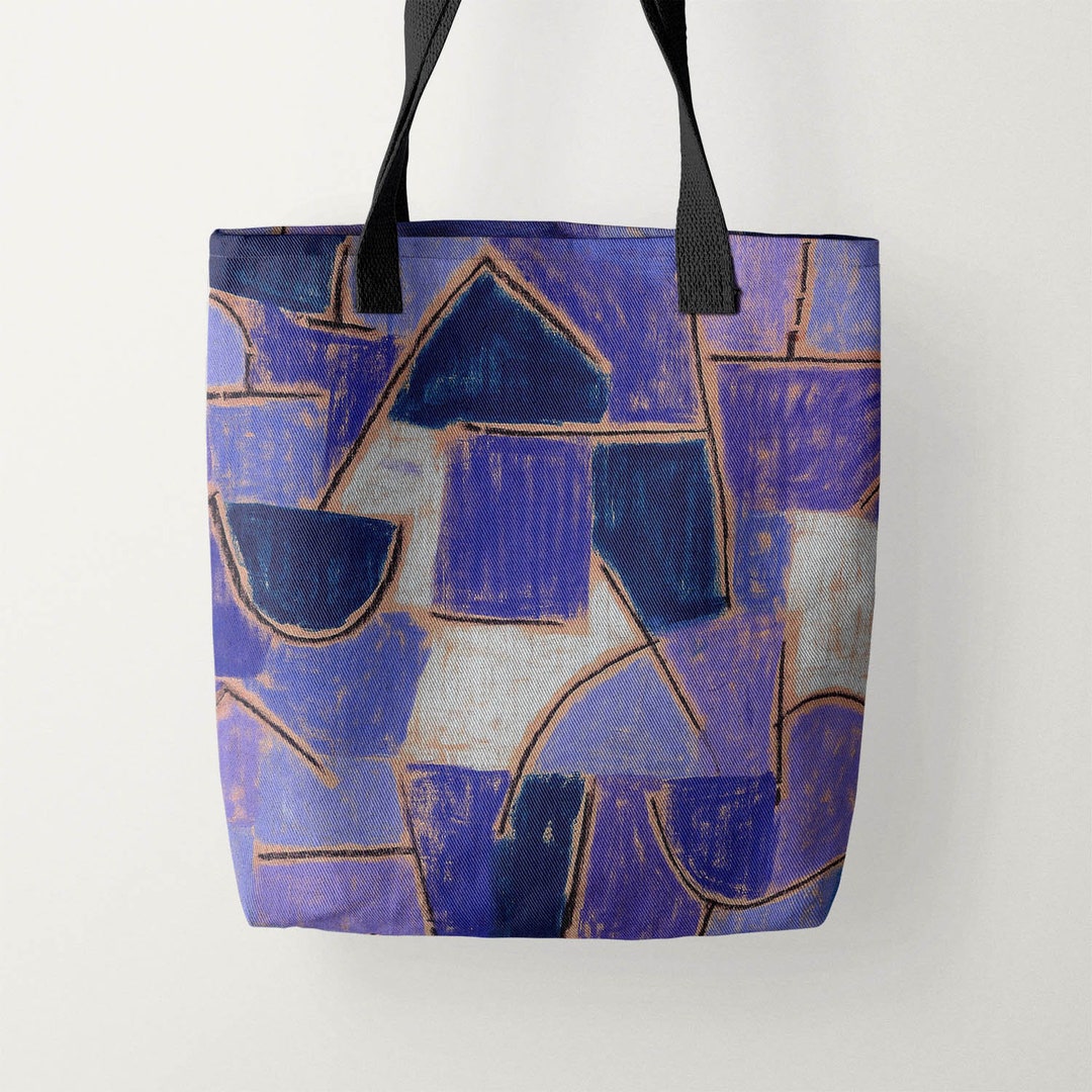 Klee B - Heritage Brown And Night Blue Tote Bag/トートバッグ Stylish Geometric Pattern Canvas Tote Bag