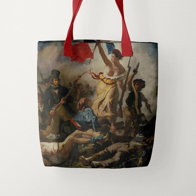Delacroix Liberty Leading the People Tote Bag with Painting Aesthetic Tote Bag for Everyday
