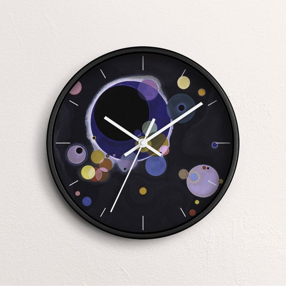Vasily Kandinsky Several Circles Wall Clock Fine Art Clock Black Wooden Frame CL-VKA-02