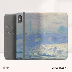 Monet &quot;Waterloo Bridge&quot; iPhone 15 Pro Max Wallet case iPhone XR iPhone X Wallet Phone case Flip case for iPhone & Samsung. Wc-CMO-23