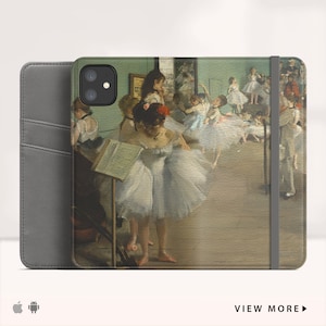 Edgar Degas &quot;The Dance Class&quot; iPhone 16 Pro Max wallet case iPhone 14 wallet case iPhone 15 Plus case iPhone 13 flip case. WC-EDE-03