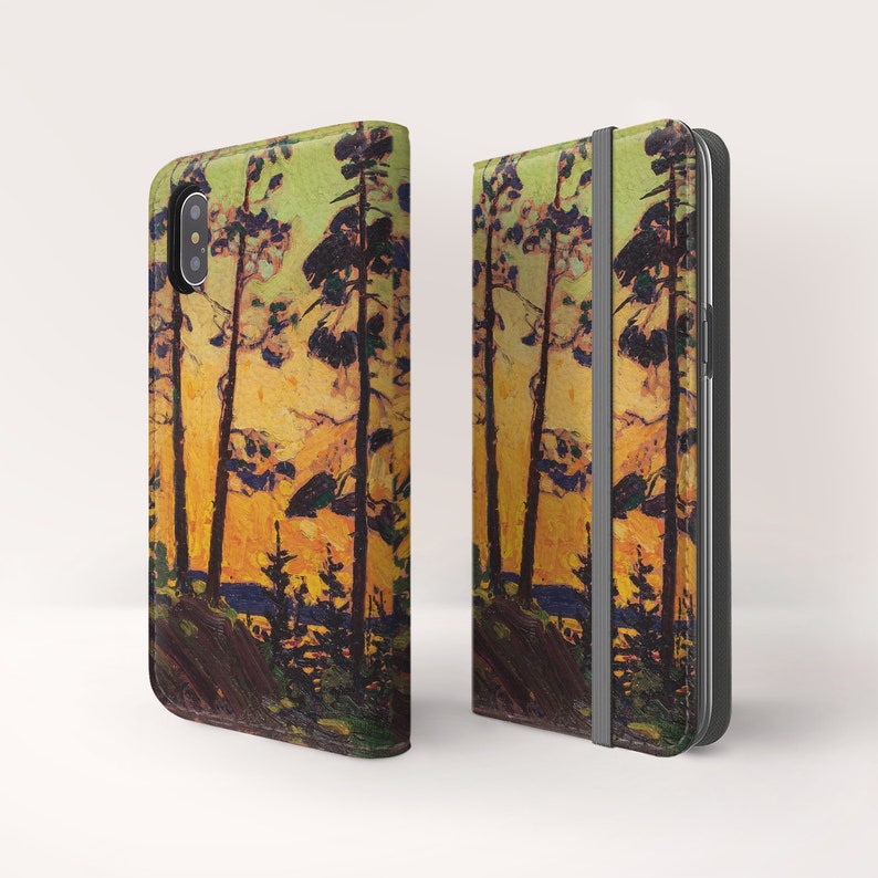 Tom Thomson Pine Trees at Sunset iPhone X folio case Samsung Galaxy S8 folio case iPhone 8 folio Phone case for iPhone, Samsung. WC-TTH-01 image 2