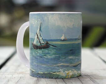 Vincent Van Gogh, "Fishing Boats...". 11 oz Ceramic Coffee Mug.