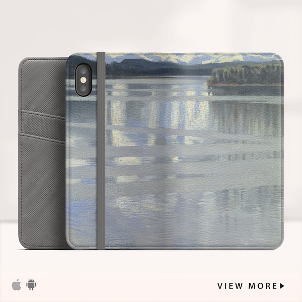 Akseli Gallen-Kallela "Lake Keitele" iPhone 15 Pro Wallet case iPhone X iPhone 8 Plus Wallet case Folio case for iPhone & Samsung. Wc-AGA-01