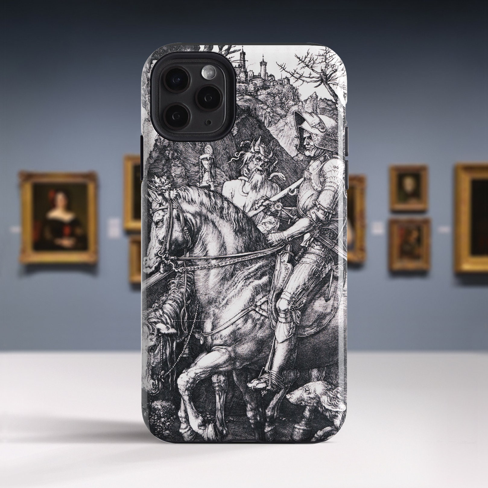 Albrecht Durer "Knight, Death and the Devil" iPhone 15 Pro Max case iPhone 13 iPhone 16 case iPhone 14 case iPhone Xr case iPhone SE case.