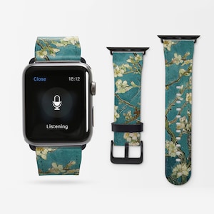 Van Gogh "Blossoming Almond Tree" Apple iWatch Band 41mm 45mm Strap for Apple Watch Series 1 2 3 4 5 6 7 8 9 SE. AW-VVG-02