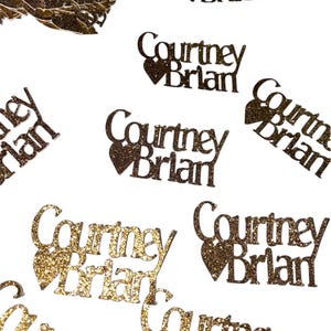Confetti with 2 names and heart - personalized - glitter - table scatter - 50 pieces