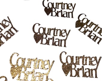 Confetti with 2 names and heart - personalized - glitter - table scatter - 50 pieces