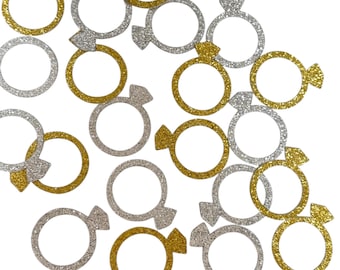 Glitter Wedding Ring Confetti: Gold & Silver Bridal Shower Decor