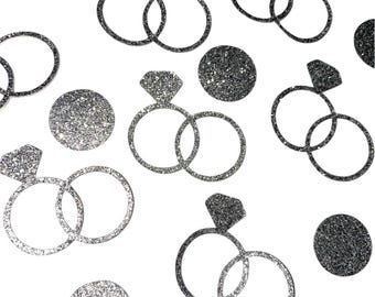 Rings Confetti,silver or gold, table scatter, engagement, bridal shower, wedding, 50 pieces