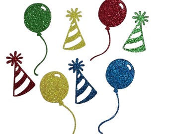 Birthday Hat And Balloon Glitter Confetti - party decorations - table scatter - 50 pieces