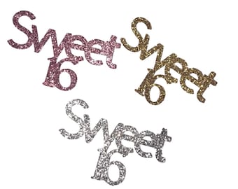 Sweet 16 Glitter Confetti - Party Decorations (50 Pieces)