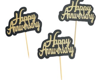 Anniversary Cupcake Toppers- set of 6