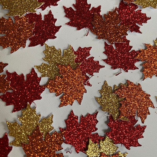 Autumn Leaves Confetti -red,orange, gold glitter - 50 pieces