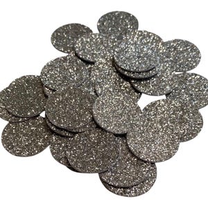 Silver Glitter Confetti Circles - 1/2” - 50 pieces