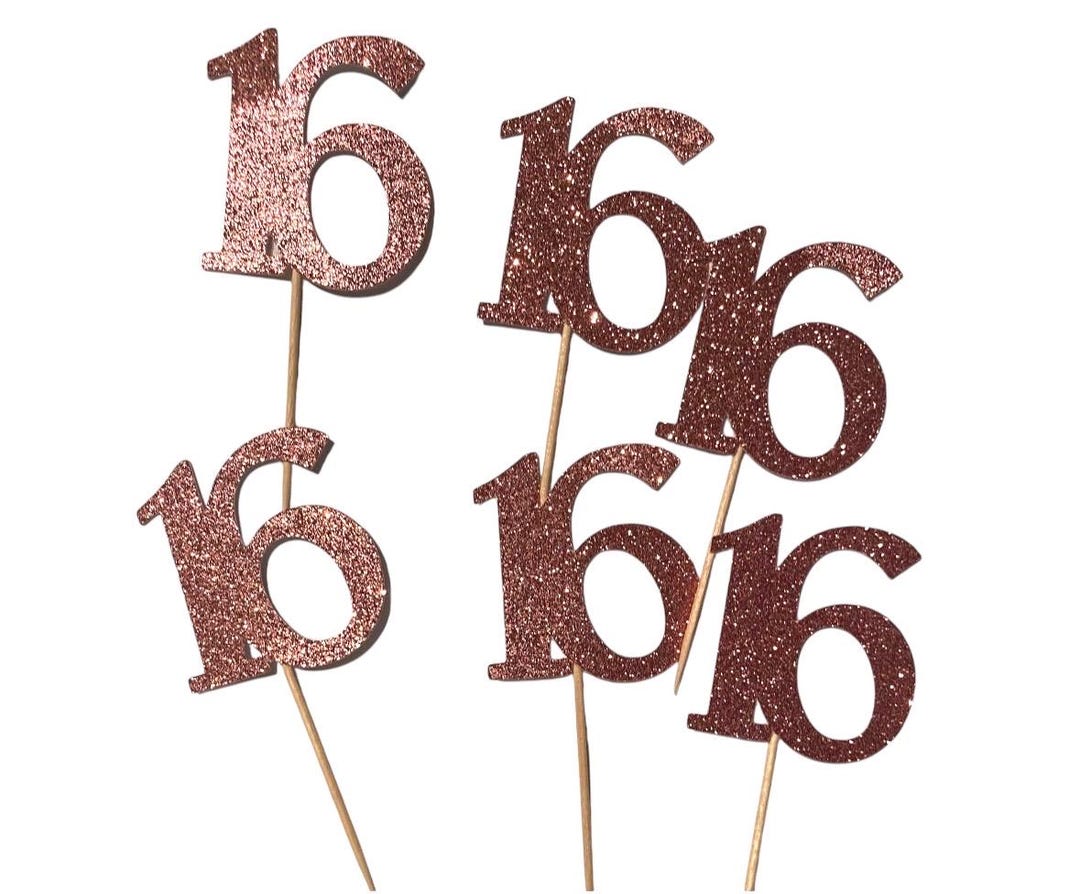 16 Cupcake Topper - Glitter - 6 Pieces - Etsy