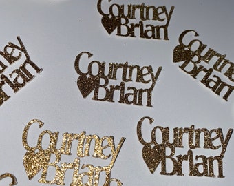 Confetti with 2 names and heart - personalized - glitter - table scatter - 50 pieces