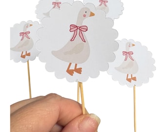 Goose Cupcake Toppers , set of 6, birthday, party decorations - baby shower