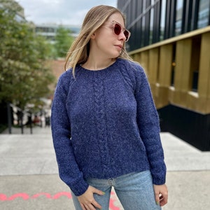 Blue alpaca sweater, Cozy wool sweater, Womens sweater, Navy blue sweater, Cobalt blue fall sweater, Womens winter sweater, Raglan jumper for her, Hand knit sweater