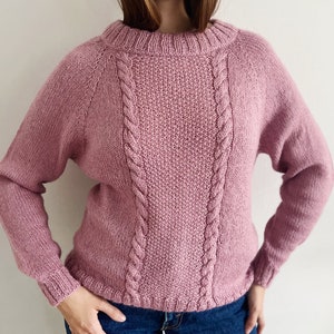 Cable knit alpaca sweater, Warm hand knit sweater, Thick winter sweater with braids, Romantic womens sweater, MORE COLORS to order