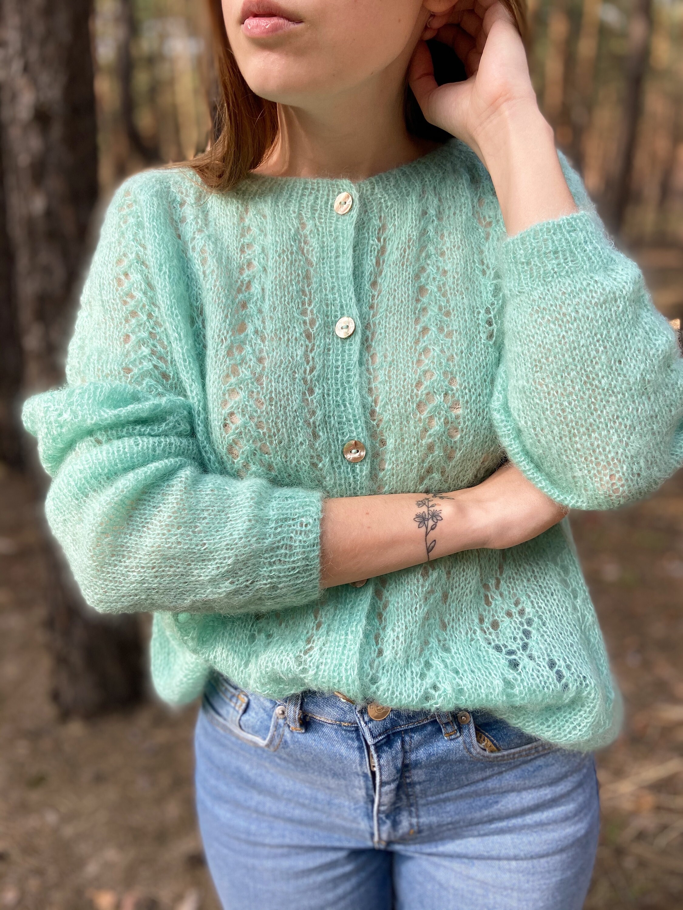 INTERIM/50'S KID MOHAIR CARDIGAN (H.GRAY)