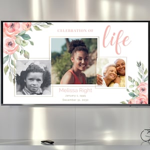 Celebration of life slideshow for woman, memorial video template, life tribute presentation, funeral slide show, canva template - FF10SS