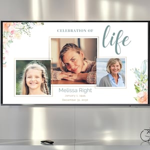 Celebration of life slideshow with delicate flowers and music, memorial video template, life tribute presentation, funeral slide show - FF17