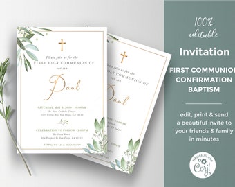 video invitation for first communion smartphone announcement- CF34 Electronic First Communion animated templates girl digital e-vite