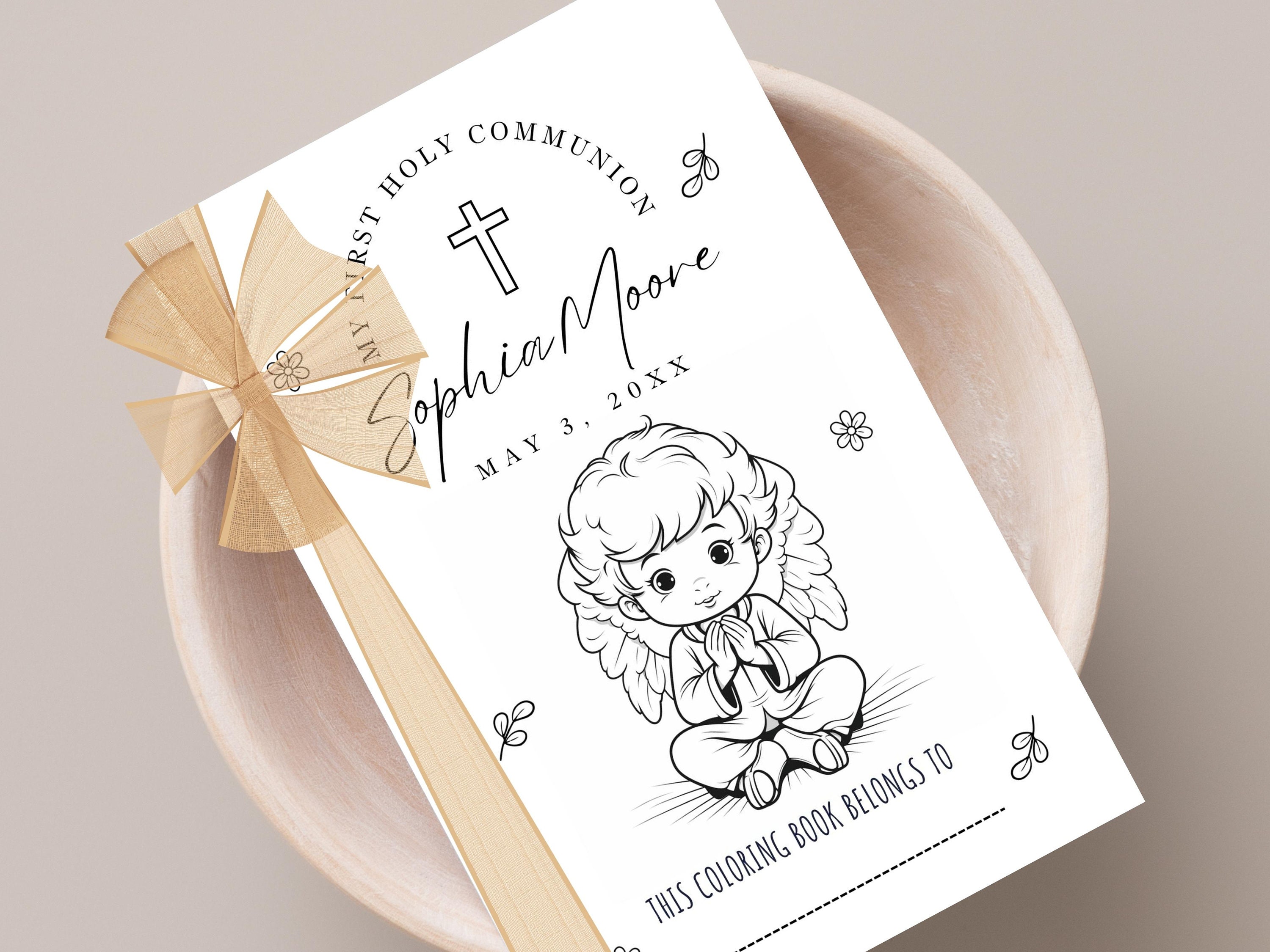 Personalized First Communion Coloring Pages for Kids | Editable and ...