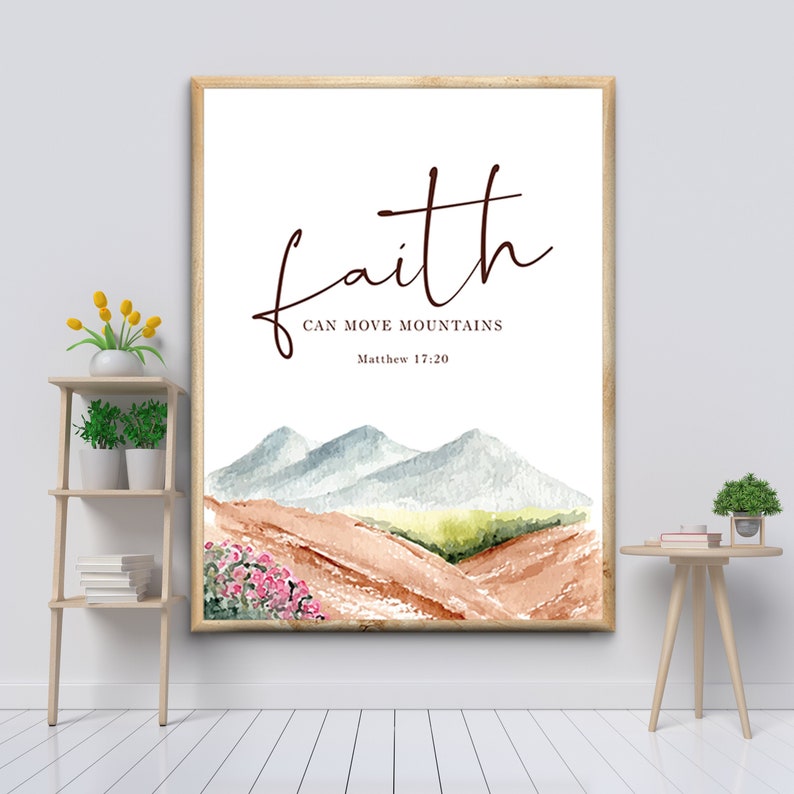 Faith Can Move Mountains Memorial Wall Art Gift Christian Etsy