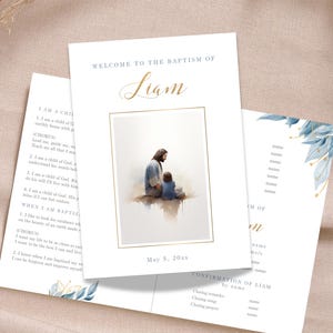 LDS Baptism Program for boy, Jesus & boy, LDS Baptism Printable, Mormon Baptism, LDS Editable Program template I am a child of God - LDS23