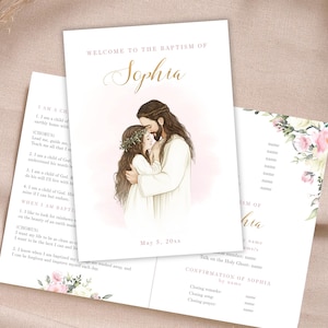 Editable LDS Baptism Program template for girl, Jesus & Girl, LDS Baptism Printable, Mormon Baptism, LDS Program, I am a child of God  LDS14